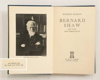 Inside pages of Bernard Shaw His Life and Personality by Hesketh Pearson, hardcover, St. James Library series published 1950 by Collins, London
