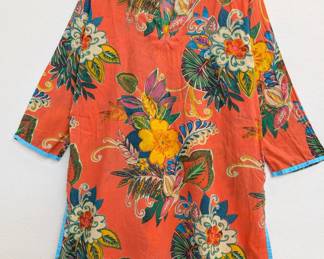 A KikiSol salmon floral Fiji coverup tunic