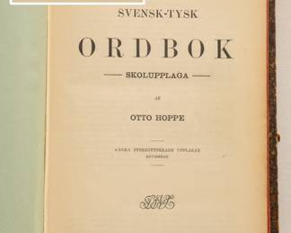 Svensk-Tysk Ordbook Skolupplaga af Otto Hoppe, hardcover, published 1911 by P. A. Norstedt & Soners Forlag, Sweden