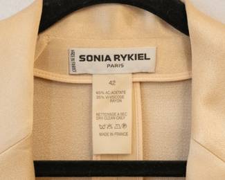 Closeup of vintage Sonia Rykiel Paris pale gold evening jacket, size 42