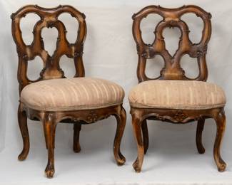 Pair of lovely vintage French Provincial diminutive slipper chairs, restored and ready for painting or gold gilt