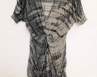 Allsaints Spitalfields women's sheer silk tie-dye and sequins top, size 10