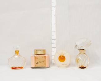 Vintage cologne and perfume bottles, used; includes Nina Ricci L'Air du Temps perfume bottle with its iconic dove stopper