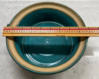 M100 - $15. Lidded Pottery Dish. Measures 9.5" across x 4.5" tall. 