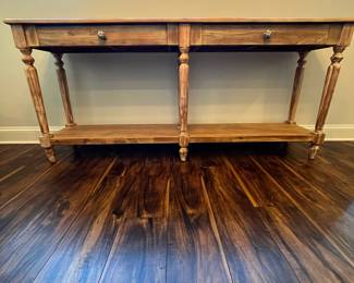 M24 - $145. Console / Sofa Table. Measures 71" long x 16" deep x 32" tall. 2 drawer slide easily. Sturdy and looks very nice!