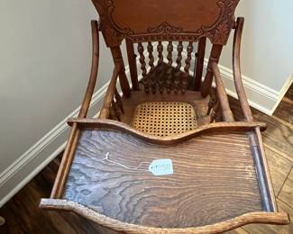 M63 - $50. Antique High Chair / Stroller Combo. Measures 17.5" wide x 21" deep as highchair (x 36" deep as a stroller ) x 39.75" tall as a highchair (32" tall as a stroller) 