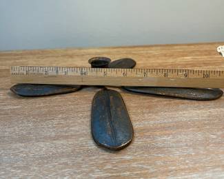 M66 - $25. Set of 3 Metal Leaf Candle Holders. Signed Bill B. 