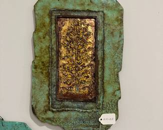 M139 - $60. Original Art by Jeanne Dana. PaperAndStone - Bronze. Wall Sculpture. Measures 10.5" x 15.5". 