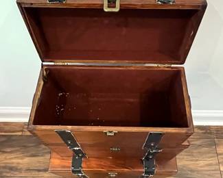 M80 - $30. Decorative Wooden Crates. Leather straps have all been torn off but the boxes themselves are in good condition. All open and can be used for display or storage. Largest is 17" x 9" x 10" tall. 