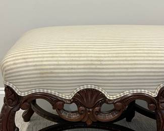 M32 - $60. Upholstered Bench. Measures 40" wide x 19"deep x 18" tall. Has some minor staining on upholstery. 