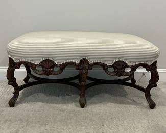 M32 - $60. Upholstered Bench. Measures 40" wide x 19"deep x 18" tall. Has some minor staining on upholstery. 