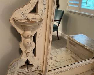 M8 - $175. Shabby Chic Vanity. Measures 41" wide x 18" deep x 72". Drawers all slide!