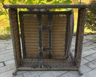 M74 - $175. 3 Piece Set. Chairs are both bouncy chairs - cushions are in good condition. 23" wide x 30" deep. Storage ottoman has removable tray with handles. 17.5" square x 18" tall. All pieces are sturdy!