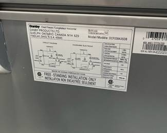 M133 - $100. Danby Chest Freezer. 3.8 CU Ft. Chest Freezer. Model DCF038A3SDB