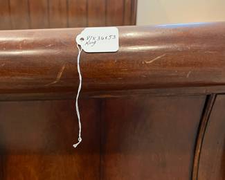 M34 - $225. King Bed Frame. NO Mattress included. Measures 81" wide x 95" long. Footboard is 36" tall. Headboard is 59" tall. 