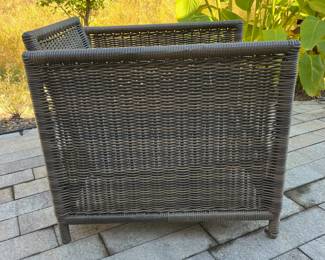 M74 - $175. 3 Piece Set. Chairs are both bouncy chairs - cushions are in good condition. 23" wide x 30" deep. Storage ottoman has removable tray with handles. 17.5" square x 18" tall. All pieces are sturdy!