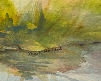 M60 - $55. Original Watercolor Painting signed Susan Haddad. Measures 19" x 15"