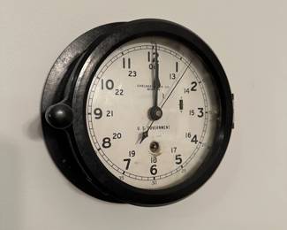 M120 - $175. Chelsea Ships Clock. Boston. US Government. Measures 8" across. 