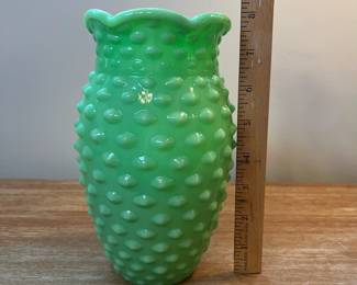M65 - $20. Jadeite Reproduction Vase. Measures 5 x 8" tall.