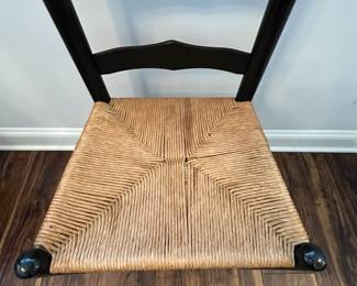 M23 - $575. Southern Season Farmhouse Dining Table & 6 Rush Seat Chairs. Table Measures 72" x 41" x 30.5" tall. 6 chairs are 17.5" wide x 18" floor to seat x 44.5" tall. Designed to look old but they are modern & sturdy!