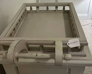 M42 - $75. Storage Cabinet with removable serving tray. Measures 37" wide x 18" deep x 31" tall. Sturdy and very pretty. 