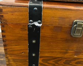 M80 - $30. Decorative Wooden Crates. Leather straps have all been torn off but the boxes themselves are in good condition. All open and can be used for display or storage. Largest is 17" x 9" x 10" tall. 