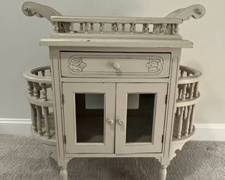 M42 - $75. Storage Cabinet with removable serving tray. Measures 37" wide x 18" deep x 31" tall. Sturdy and very pretty. 