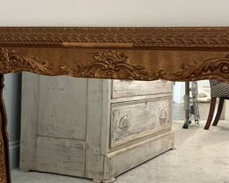 M49 - $30. Antique Framed Wall Mirror. Measures 23" x 27". Currently can only be hung horizontally as photographed. Does have a few missing decorative pieces. 