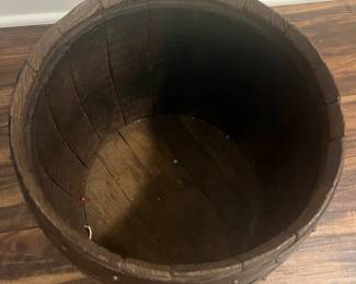 M70 - $60. Small Primitive Barrel with Metal straps. Measures 13" wide x 12" tall. 