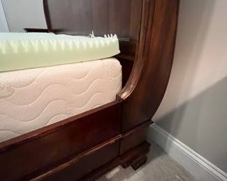 M34 - $225. King Bed Frame. NO Mattress included. Measures 81" wide x 95" long. Footboard is 36" tall. Headboard is 59" tall. 