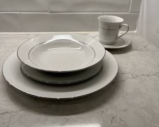 M93 - $150. "Classic Platinum" China.  Service for 16 of most pieces. Some minor wear on the trim. 