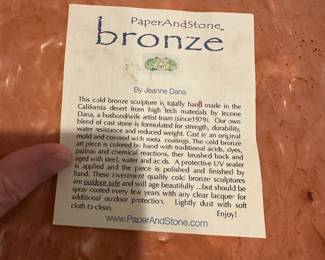 M139 - $60. Original Art by Jeanne Dana. PaperAndStone - Bronze. Wall Sculpture. Measures 10.5" x 15.5". 