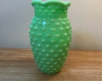 M65 - $20. Jadeite Reproduction Vase. Measures 5 x 8" tall.