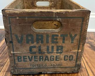 M79 - $30. Variety Club Golden Ginger Ale Crate. Measures 18.5" x 11" deep x 9.5" tall. 