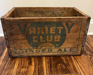 M79 - $30. Variety Club Golden Ginger Ale Crate. Measures 18.5" x 11" deep x 9.5" tall. 