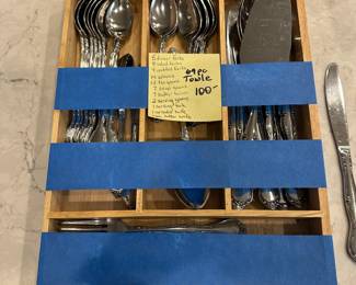 M128 - $100. 69 Pc Towle Stainless Flatware. Supreme Cutlery