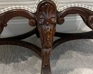 M32 - $60. Upholstered Bench. Measures 40" wide x 19"deep x 18" tall. Has some minor staining on upholstery. 