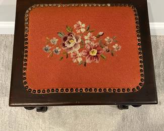 M30 - $20. Needlepoint Stool.  Measures 18" x 15" x 18.25" tall. A little wiggly. 