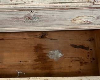 M8 - $175. Shabby Chic Vanity. Measures 41" wide x 18" deep x 72". Drawers all slide!