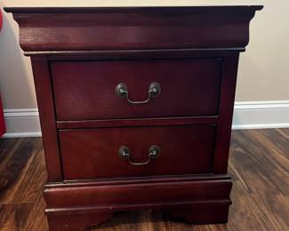 M54 - $45. Single Nightstand with 2 drawers. Sturdy and in good condition! Measures 21.5" wide x 15.75" deep x 24" tall. 