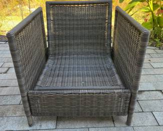 M74 - $175. 3 Piece Set. Chairs are both bouncy chairs - cushions are in good condition. 23" wide x 30" deep. Storage ottoman has removable tray with handles. 17.5" square x 18" tall. All pieces are sturdy!