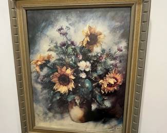 M50 - $20. Large Floral Print. Measures 27" x 33". 