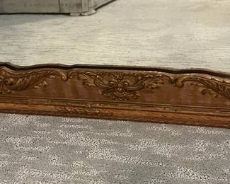 M49 - $30. Antique Framed Wall Mirror. Measures 23" x 27". Currently can only be hung horizontally as photographed. Does have a few missing decorative pieces. 
