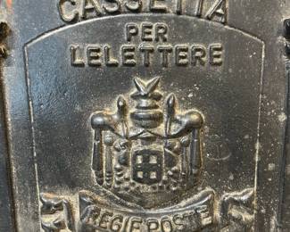M25 - $300. Italian Cast Iron Mailbox. Privata - Cassetta Per Lelettere - Regie Poste. Measures 12" wide x 20" tall. Has keys. 