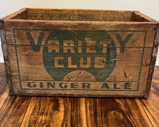 M79 - $30. Variety Club Golden Ginger Ale Crate. Measures 18.5" x 11" deep x 9.5" tall. 