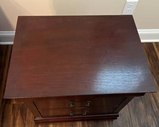 M54 - $45. Single Nightstand with 2 drawers. Sturdy and in good condition! Measures 21.5" wide x 15.75" deep x 24" tall. 