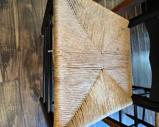 M23 - $575. Southern Season Farmhouse Dining Table & 6 Rush Seat Chairs. Table Measures 72" x 41" x 30.5" tall. 6 chairs are 17.5" wide x 18" floor to seat x 44.5" tall. Designed to look old but they are modern & sturdy!