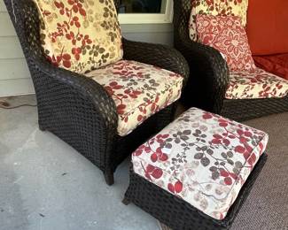 M71 - $300. 6 Piece Patio Set from Sam's Club. Coffee Table. 2 Chairs & Ottomans. 1 couch. (Ottomans also work as seats that slide under the coffee table) Cushions are ok - but not great. Furniture is all solid though! Has been used in a covered screened in porch. 