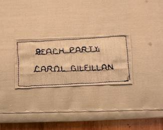 M127 - $40. Original Fabric Art. "Beach Party" by Carol Gilfillan. Measures 17" x 14.25". 