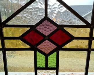 M2 - $95. Stained Glass with hooks to hang in a window. Measures 24.5" x 16.5". No cracks. 